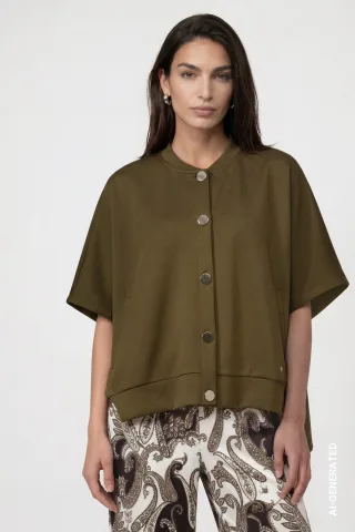 monari - Cape mit Knopfverschluss olive - Gr. - 36