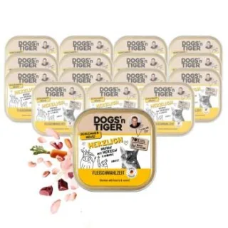 Dogs'n Tiger Adult Nassfutter Katze, Herzlich, Huhn, Rinderherzen & Karotte 16x100 g