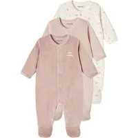 vertbaudet Schlafanzug Baby Samt-Strampler BASIC 3er-Pack