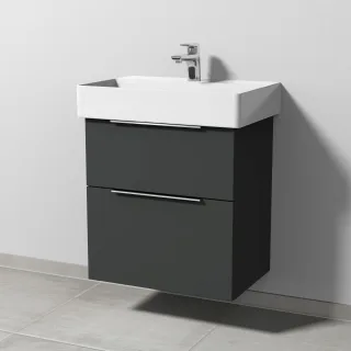 Sanipa 3way Waschtischunterbau zu Duravit Dura Square Waschtisch mit 2 Auszügen, Graphit-Matt UP4231B