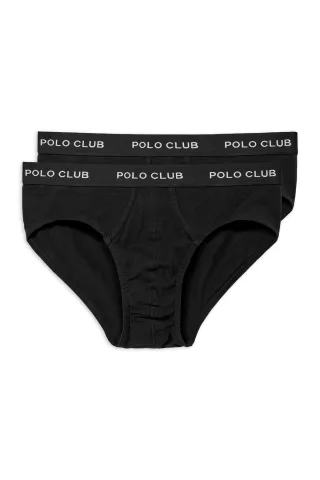 Slips im Zweierpack schwarz mit Polo Club Logo-Detail