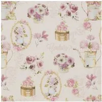 Star Geschenkpapier, Geschenkpapier Gießkannen mit Blumen 70cm x 2m Rolle rosa / beige