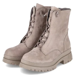 Tamaris Schnürboots - Gr. 38 - Taupe - Leder und Synthetik