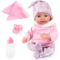 Bayer Babypuppe Reborn Baby, 38 cm Regenbogenmuster (4-tlg)