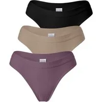 Yenita® String Damen Tanga mit elastischem Logobund (3-St) in angenehmer Baumwoll-Stretchqualität