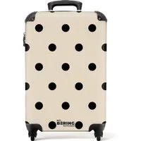 NoBoringSuitcases.com© Hartschalen-Trolley Beigefarbener Hintergrund mit schwarzen Punkten 55x35x20cm, 4 Rollen, Reisetasche mit Rollen, Koffer Handgepäck Flugzeug