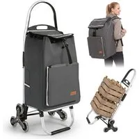 Sekey Einkaufstrolley Treppensteiger klappbar Einkaufswagen 4-in-1 Trolley mit Kühltasche, 60 l, 50L Abnehmbarer Rucksack – flexibel und praktisch