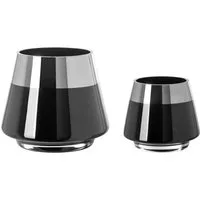 Fink Teelichthalter JONA - 2er Set Teelichthalter aus Glas in Schwarz/Silber - Windlichter (2er Set, 1 St., 2 Stück), Teelicht - Kerzenlicht - Geschenkeset - Dekoration - Kerzenhalter