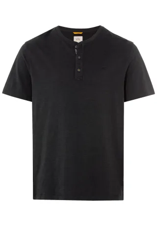 camel active - Kurzarm Henley-Shirt mit geripptem Kragen asphalt - Gr. - 3XL