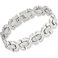 Unique Edelstahlarmband Chunky Armband aus Edelstahl mit Zirkonia B5073