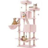 FEANDREA Kratzbaum, Katzenbaum, 165/168/206cm(H), mehrstöckig für große Katzen, Kippschutz