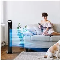 HOMCOM Turmventilator Turnmventilator mit 3 Belüftungsstufen, 7,5H Timer, 18 cm Durchmesser, für Wohnzimmer, Schwarz