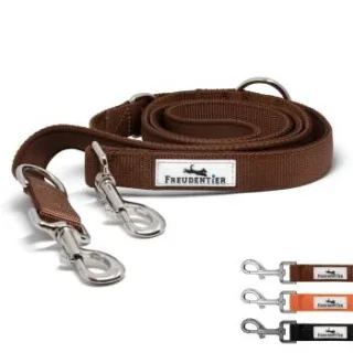 Freudentier Hundeleine 2m, gepolstert & verstellbar braun 2,5 cm