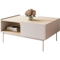 Lookway Couchtisch ESSENCE L97 Kaffeetisch mit Schublade Kaschmir / Eiche Linea (1 Tisch), Höhe 45 cm
