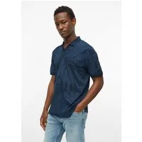 s.Oliver Kurzarmshirt Polo-Shirt Print-Poloshirt aus Baumwoll-Leinen-Mix