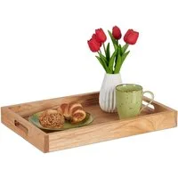 relaxdays Tablett Serviertablett aus Walnussholz & MDF, Holz