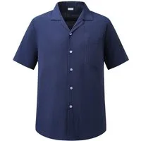 Allthemen Kurzarmhemd Herren Vintage Kubanerkragen Kurzarmhemd Freizeithemd lockerer