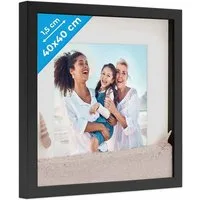 PHOTOLINI Bilderrahmen 3D-Objektrahmen zum Befüllen mit Passepartout und Glasscheibe, für 1 Bilder (1 Einzelrahmen), Rahmen 40x40 cm für Objekte bis 1,5 cm Tiefe zum Basteln & Verschenken
