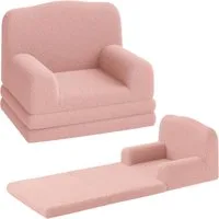 GarveeMore Kindersofa 2-in-1 Schlafsofa Sofabett Klappsofa für Kinder aus Teddystoff