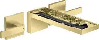 Hansgrohe 3-Loch Waschtischarmatur AxMyEdition F-Set Wandmontage o.Platte, brushed brass, 47082950 47082950