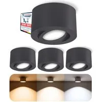 SSC-LUXon LED Aufbaustrahler CELI-1N LED Aufbauspot anthrazit 6W dimmbar 3CCT flach schwenkbar, Neutralweiß, Warmweiß, Tageslichtweiß