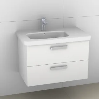 Artiqua 411 Waschtischunterschrank für DuraStyle 232580 Becken links Weiß Hochglanz, 411-WU2L-D42-70 411-WU2L-D42-7016-68