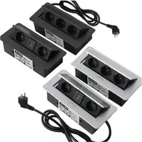 XERSEK 1.8m Kabel + Netzteil Versenkbar Einbausteckdose Alu Tischsteckdose Einbau-Tischsteckdose (2Fach +2USB, 3500W/16A Tischplatte, Bodensteckdose), Aluminium Steckdosenleiste für Möbel, Büro, Küche
