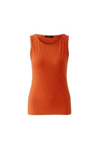 Oui - FILIZ Top elastische Viskoserippe burnt tangarine - Gr. - 38