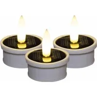 Coen Bakker Deco BV LED-Kerze (Set, 3-tlg), Solar Teelichter weiß dezent flackernd außen 3,7x4,5cm