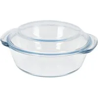Koopman Auflaufform Bratform Rund Glas 26x23x11cm 2 Tlg. Set, Glas, (1-St), 2-teilig, Transparent, -30° bis 240°, Borosilikatglas