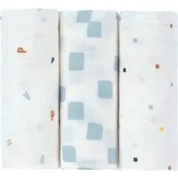 LÄSSIG Stoffwindeln Mullwindeln, M, Happy Fruits, blue, GOTS made with organic materials, zertifiziert durch BCS 27262