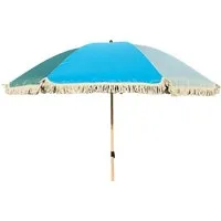 Meinposten Sonnenschirm Strandschirm Schirm UV Schutz Fransen BLAU GRÜN knickbar Ø 170 cm, abknickbar