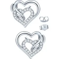 Limana Paar Ohrstecker mit Herz Damen Ohrringe 925 Silber vergoldet Zirkonia Geschenk (Freundin Frau Ehefrau Mama Schmuck inkl. Dose), Jahrestag Geburtstag Hochzeitstag Weihnachten Valentinstag Muttertag