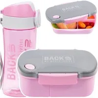Festivalartikel Lunchbox Kinder Frühstücksset: Tritan Trinkflasche + Lunchbox, BPA-frei, Rosa