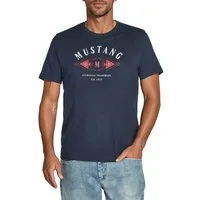 MUSTANG T-Shirt Herren Printshirt Regular Fit (1-tlg) Kurzarm Tee Shirt mit Rundhalsausschnitt aus 100% Baumwolle