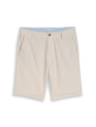 Tom Tailor - TTREGULAR Chino Shorts mit Leinenanteil cashew beige chambray - Gr. - 38