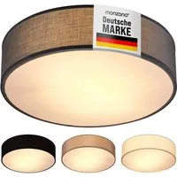 monzana Deckenleuchte Deckenleuchte, Innenbeleuchtung, Deckenlampe Stoff Grau 38 cm Modern E27 Rund 2 Flammig Deckenleuchte