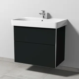 Sanipa 3way Waschtischunterbau zu Geberit Smyle Square Waschtisch mit 2 Auszügen, Vulkan-Matt BP6721V