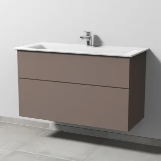 Sanipa 3way Waschtischunterbau zu Ideal Standard Connect Air Waschtisch mit 2 Auszügen, Taupe-Matt SP6431T