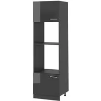 Vicco Mikrowellenumbauschrank R-Line, Anthrazit Hochglanz/Anthrazit, 60 cm (1-St)