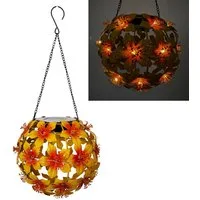 Online-Fuchs LED Gartenleuchte Hibiskusblüten zum Aufhängen mit LED-Lichterkette und Solarpanel, 30 LEDs, Warmweiß, stimmungsvolle Beleuchtung für den Außenbereich