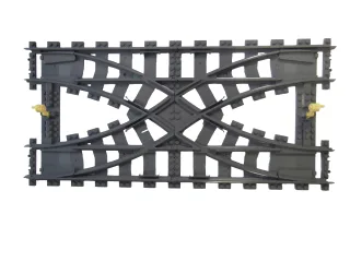 1x Lego City Eisenbahn-Kreuzung [2x Double Crossover Schienen + Weichenhebel] aus Set 7996