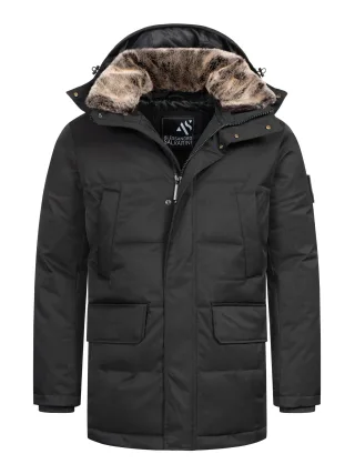 Alessandro Salvarini Herren Winterjacke AS-456 – Stilvoll, Wasserabweisend Mit Abnehmbarer Kapuze