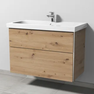 Sanipa 3way Waschtischunterbau zu Geberit iCon Light Waschtisch mit 2 Auszügen, Eiche Natural-Touch BR57585