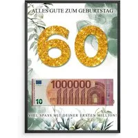 Tigerlino Poster Geldgeschenk Geburtstag Männer Frauen Geburtstagsgeschenk, 60. Geburtstag