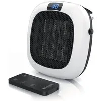 Brandson Keramikheizlüfter Steckdosen Mini Heizlüfter, Mini Keramikheizgerät, Temperaturregelung, 700 W, Mit Fernbedienung, Ventilatorfunktion, Timer und Sicherheitsschalter