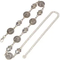 KARMA Hüftgürtel Hüftgürtel Damen silber oder Gold verstellbar 120 cm (Festival Kettengürtel Vintage, Boho Accessoire Modegürtel Taille Hüfte) Gürtel mit Medaillons Metallgürtel für Kleid Rock