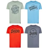DENIMFY T-Shirt Herren Printshirt DFNuri Regular Fit (Vorteilspack, 4-tlg) Kurzarm Tee Shirt mit Rundhalsausschnitt aus 100% Baumwolle