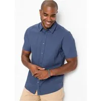 bonprix Kurzarmhemd Regular Fit, aus Leinen-Baumwoll-Mix, mit kurzem Arm, Kentkragen