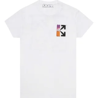 Off-White T-Shirt mit Farbverlaufspfeilen und Logo in schmaler Passform in Weiss